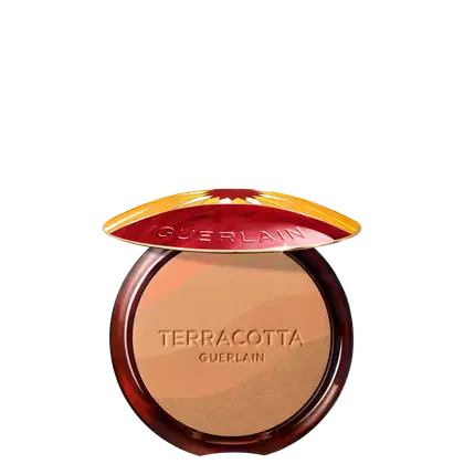 Pó bronzeador. Guerlain Terracotta Light com 96% ingredientes naturais, textura ultrassensorial e efeito luminoso inspirado nas dunas marroquinas.