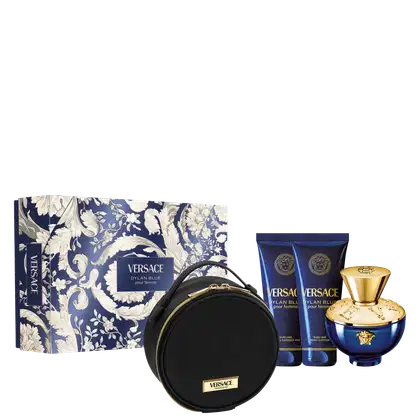 Imagem do produto Conjunto Dylan Blue Pour Femme Versace Feminino - Perfume Eau de Parfum 100ml + Shower Gel 100ml + Body Lotion 100ml + Round Makeup Case