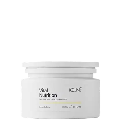 Embalagem branca de máscara nutritiva da linha Vital Nutrition da Keune, com 250 ml.