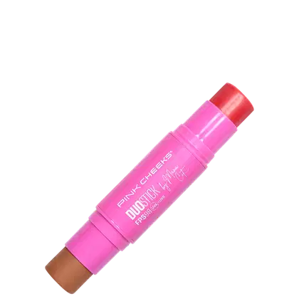 Bastão de maquiagem da marca Pink Cheeks, Duo Stick by Manu Cit, com duas pontas - de um lado bronzer, do outro blush.