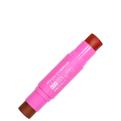 Bastão de maquiagem da marca Pink Cheeks, Duo Stick by Manu Cit, com duas pontas - de um lado bronzer, do outro blush.