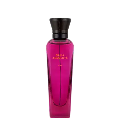 Frasco de perfume Dalia Absoluta Elixir da marca Adolfo Dominguez, com embalagem de vidro rosa vibrante e tampa preta