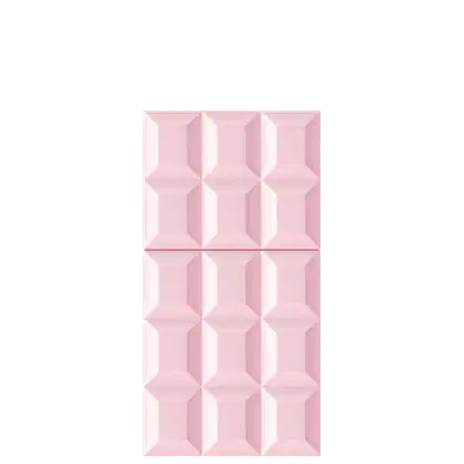 Embalagem de perfume parecendo um Painel de parede 3D rosa pastel com design geométrico, composto por 12 módulos quadrados em relevo, criando um efeito visual tridimensional elegante e moderno.