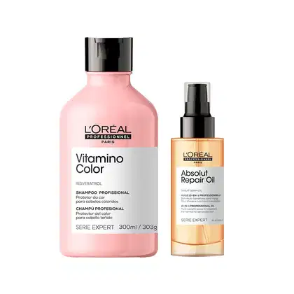 Kit L'Oréal Professionel Vitamino Color Resveratrol + Absolut Repair Oil Duo, 2 produtos.