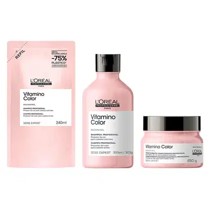 Kit L'Oréal Professionnel Vitamino Color Trio Care Refil, 3 produtos.