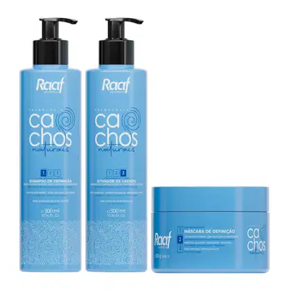 Imagem do produto Kit Cachos Naturais Completo Shampoo, Máscara + Ativador de Cachos Raaf Cosmetics