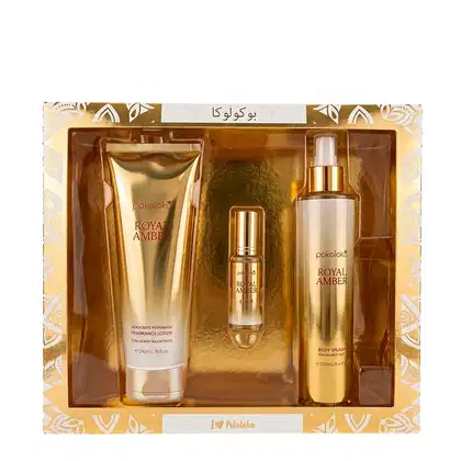 Imagem do produto Kit Pokoloka Luxury Elixir Royal Amber - Deo Colônia 15ml + Hidratante 240ml + Body Splash 250ml