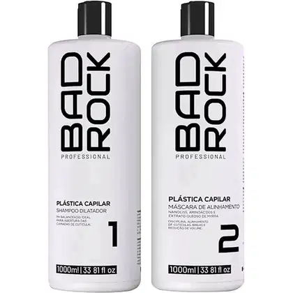 Imagem do produto Bad Rock Plástica Capilar - Kit Escova Progressiva Orgânica Nanotecnologia 2x 1L