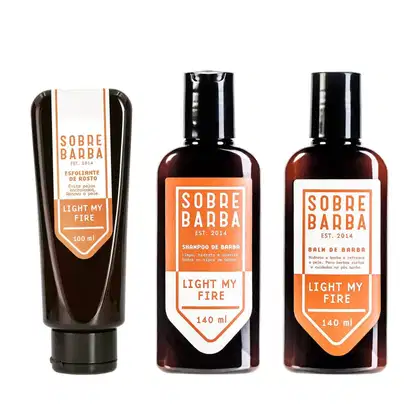 Imagem do produto Trio Sobrebarba - Esfoliante, Shampoo e Balm de Barba - Light my Fire