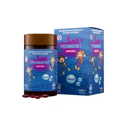 Imagem do produto FortLife Pharma Peixinhofort Ômega 3 Sabor Cereja - Suplemento Vitamínico (60 Cápsulas)