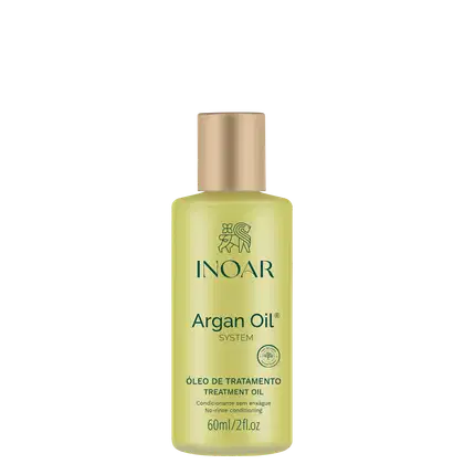 A imagem mostra o Óleo Capilar Argan Oil System da marca Inoar.