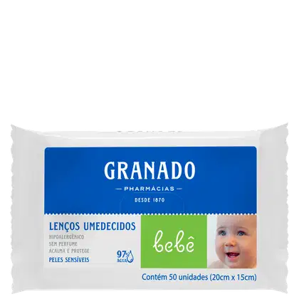 Imagem do produto Granado Bebê Peles Sensíveis - Lenços de Limpeza (50 unidades)