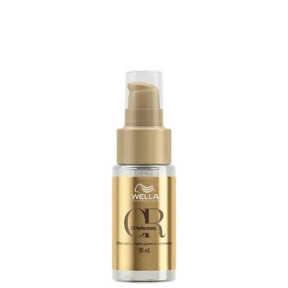 Frasco de óleo Oil Reflections da Wella Professionals, com embalagem dourada e branca, contendo 30 ml do produto.