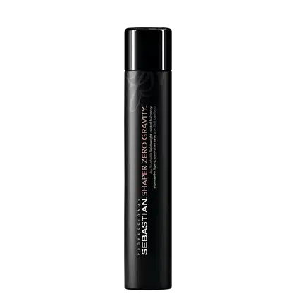 Frasco preto com rótulo em branco e cinza da marca Sebastian Professional, contendo um produto da linha Zero Gravity. O design é minimalista e elegante, com a marca destacada em destaque.