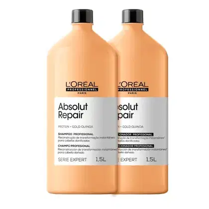 Kit L'Oréal Professionnel Serie Expert Absolut Repair Gold Quinoa + Protein Salon Duo Care, 2 produtos.