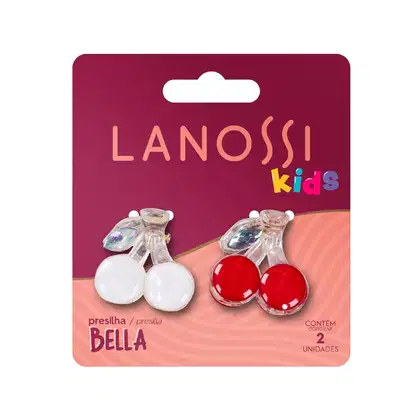 Imagem do produto Presilha de Cabelo Lanossi Bella Kids Cereja – Fixação Suave, Acessório Infantil para Penteados