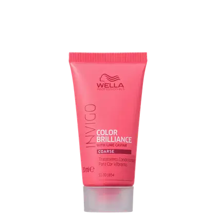 A embalagem é um tubo plástico de cor rosa vibrante, com o logotipo da marca e o nome do produto "Color Brilliance" claramente visíveis. O texto no rótulo indica que se trata de um tratamento para cabelos com Lime Caviar.