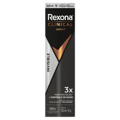 Imagem do produto Desodorante Antitranspirante Aerossol Rexona Clinical Invisible Masculino 96h 150ml