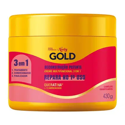 Imagem do produto Creme de Tratamento Multifuncional 3 em 1 Niely Gold Reconstrução Potente 430ml