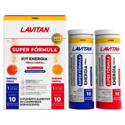 Imagem do produto Kit Polivitamínico Lavitan Efervescente Energia Física e Mental 20 comprimidos