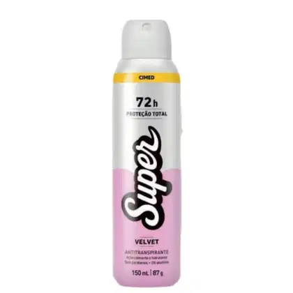 Imagem do produto Desodorante Antitranspirante Super 72h Protecao Total Velvet Feminino Acao Calmante e Hidratacao 0% Aluminio Sem Parabenos 150ml Cimed