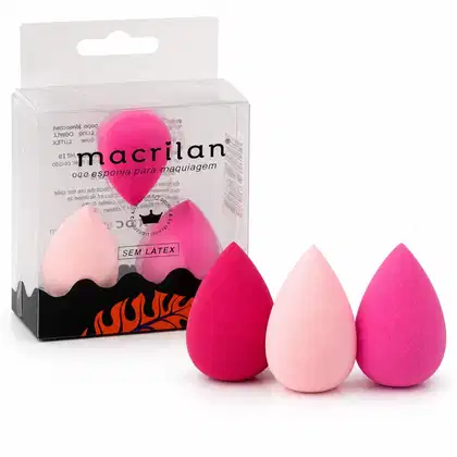 Imagem do produto Kit Esponjas Para Maquiagem Mini Macrilan EJ1-31 Rosa