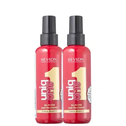 Kit com duas unidades de leave-ins Uniq One, da marca Revlon Professional.