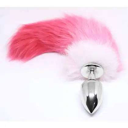 Imagem do produto Plug Anal Cauda de Raposa Branco e Rosa