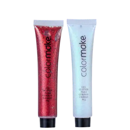 Imagem do produto Kit Colormake Gel Glitter Pérola e Vermelho (2 Produtos) 