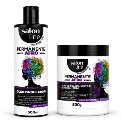 Imagem do produto Kit Salon Line Permanente Afro: Loção Onduladora 500ml + Creme De Relaxamento e Encacheamento 500g