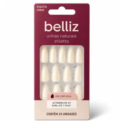 Imagem do produto Unhas Postiças Naturais Belliz Stiletto Longo Com 24 Unidades Cód.2312