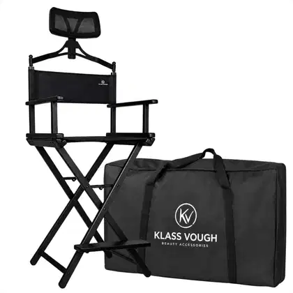 Imagem do produto Cadeira De Maquiagem Portátil Klass Vough com Encosto de Cabeça e Bolsa Transporte Preta Dc-011bl