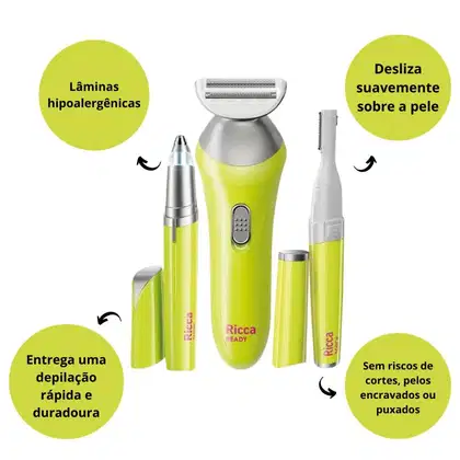 Imagem do produto Kit Aparador Facial e Corporal Ricca C/3