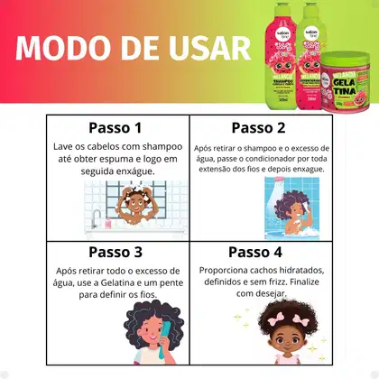 Imagem do produto Kit Salon Line Kids: Shampoo e Condicionador + Gelatina Ativadora Melancia