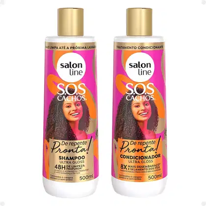 Kit Salon Line Sos Cachos De Repente Pronta! com Shampoo e Condicionador 500ml cada
