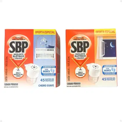 Imagem do produto Kit SBP Repelente Elétrico Líquido Refil: 1 Noite e 1 Suave