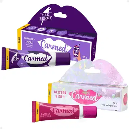 Imagem do produto Kit Carmed Hidratante Labial: Oakberry E Glitter 3 Em 1 10g