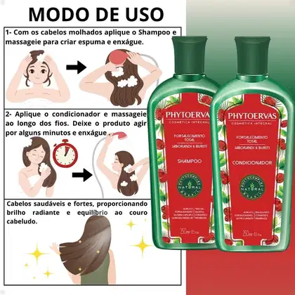 Imagem do produto Kit Phytoervas Fortalecimento Total Jaborandi E Buriti: Shampoo e Condicionador 250ml