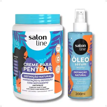 Imagem do produto Kit Salon Line Definição Natural: 1 Creme de Pentear 1kg e 1 Óleo Sérum 200ml