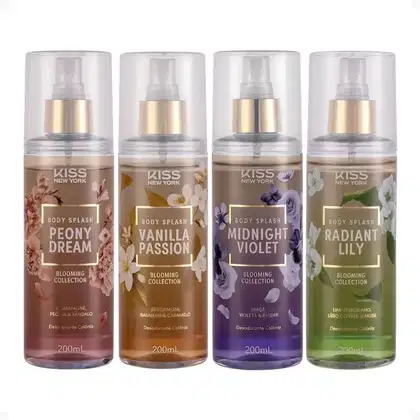 Imagem do produto Kit Kiss New York Body Splash Blooming Collection: Peony Dream, Vanilla Passion, Midnight Violet e Radiant Lily