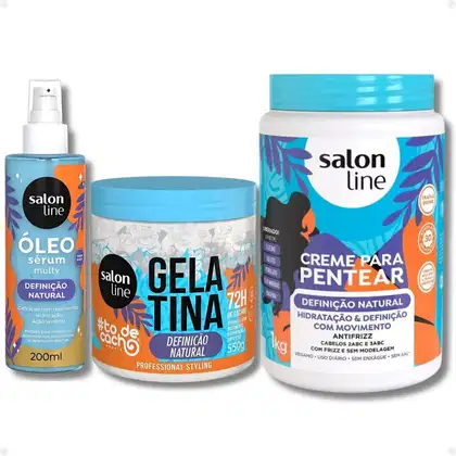Imagem do produto Kit Salon Line #todecacho Definição Natural: Gelatina 550g, Óleo Sérum Multy 200ml e Creme para Pentear 1kg