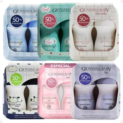 Imagem do produto Kit Giovanna Baby 12 Desodorantes Roll-On: Blue, Candy, Blanc Vanilla, Blueberry, Classic e Lilac