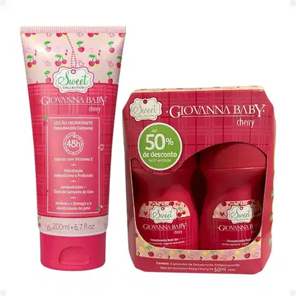 Imagem do produto Kit Giovanna Baby Cherry: 2 Desodorantes Roll-on e 1 Loção Hidratante