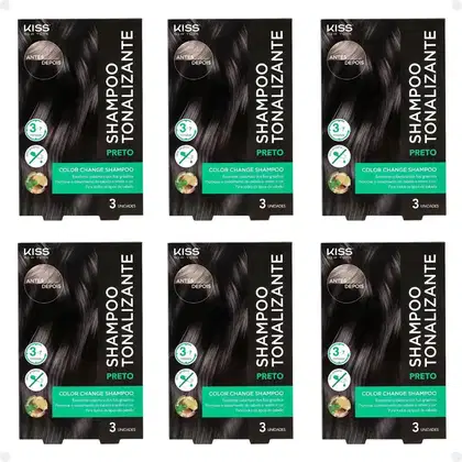 Imagem do produto Kit Kiss New York Color Change: 6 Shampoo Tonalizante Preto