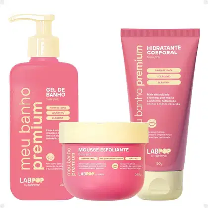 Imagem do produto Kit LabPop by Labotrat Belle Pink: Gel de Banho, Mousse Esfoliante e Hidratante Corporal
