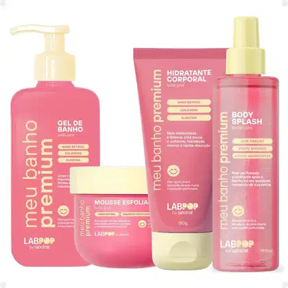 Imagem do produto Kit LabPop by Labotrat Belle Pink: Gel de Banho, Mousse Esfoliante, Hidratante Corporal e Body Splash