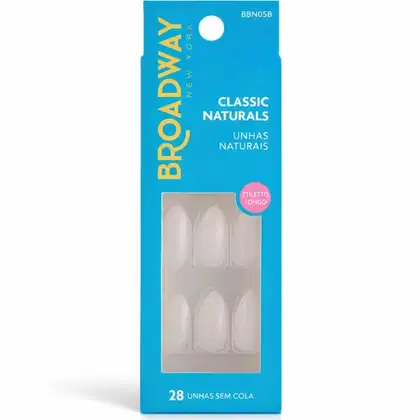 Imagem do produto Unhas Postiças Broadway Kiss Ny Classic Naturals Stiletto Longo Power Bbn05b