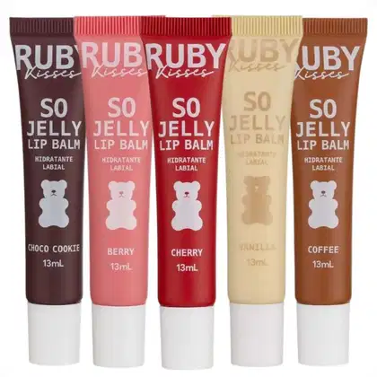 Imagem do produto Kit Ruby Kisses So Jelly Lip Balm: Cherry, Coffee, Berry, Vanilla e Choco Cookie