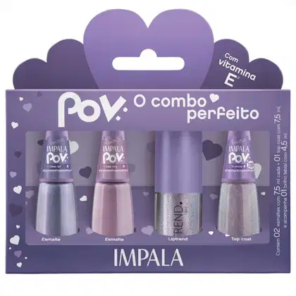 Imagem do produto Kit Impala Pov Luara: 2 Esmaltes, 1 Top Coat e 1 Gloss Labial