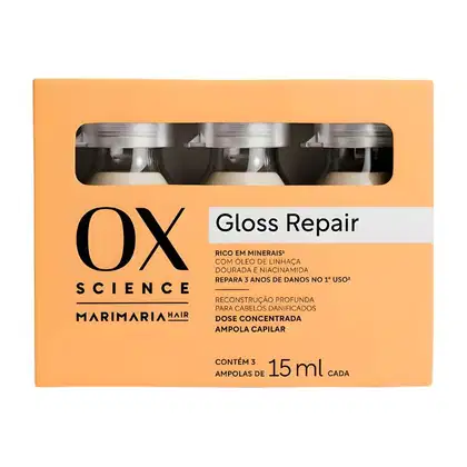 Imagem do produto Kit Dose Concentrada Ox Science Mari Maria Hair Gloss Repair 15ml Com 3